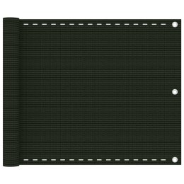 VidaXL Parawan balkonowy, ciemnozielony, 75x600 cm, HDPE