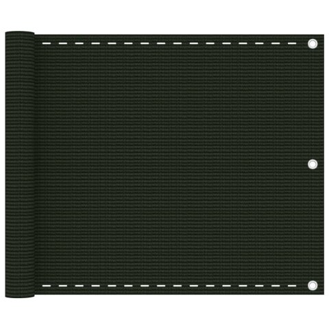 VidaXL Parawan balkonowy, ciemnozielony, 75x600 cm, HDPE