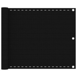 VidaXL Parawan balkonowy, czarny, 75x600 cm, HDPE