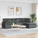 SOFA MODUŁOWA Z PODNÓŻKIEM I PODUSZKAMI TKANINA CIEMNOSZARA