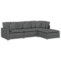 SOFA MODUŁOWA Z PODNÓŻKIEM I PODUSZKAMI TKANINA CIEMNOSZARA