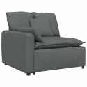 SOFA MODUŁOWA Z PODNÓŻKIEM I PODUSZKAMI TKANINA CIEMNOSZARA