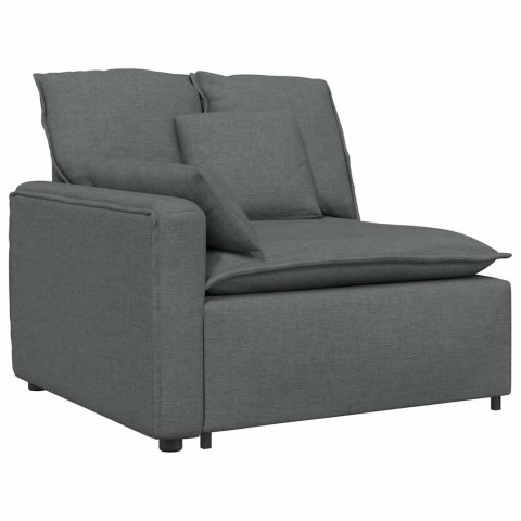 SOFA MODUŁOWA Z PODNÓŻKIEM I PODUSZKAMI TKANINA CIEMNOSZARA