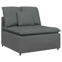 SOFA MODUŁOWA Z PODNÓŻKIEM I PODUSZKAMI TKANINA CIEMNOSZARA