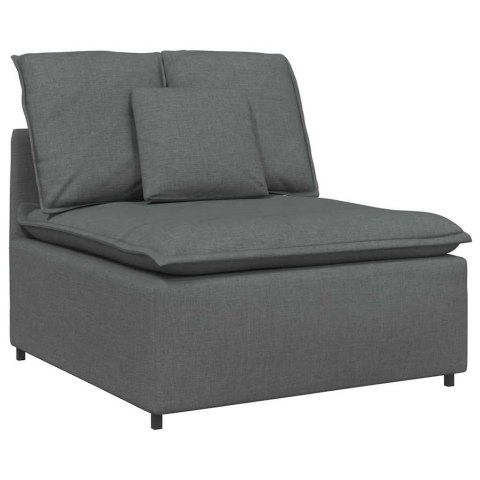 SOFA MODUŁOWA Z PODNÓŻKIEM I PODUSZKAMI TKANINA CIEMNOSZARA