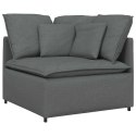 SOFA MODUŁOWA Z PODNÓŻKIEM I PODUSZKAMI TKANINA CIEMNOSZARA