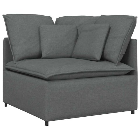 SOFA MODUŁOWA Z PODNÓŻKIEM I PODUSZKAMI TKANINA CIEMNOSZARA