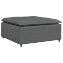SOFA MODUŁOWA Z PODNÓŻKIEM I PODUSZKAMI TKANINA CIEMNOSZARA