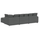 SOFA MODUŁOWA Z PODNÓŻKIEM I PODUSZKAMI TKANINA CIEMNOSZARA