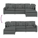 SOFA MODUŁOWA Z PODNÓŻKIEM I PODUSZKAMI TKANINA CIEMNOSZARA
