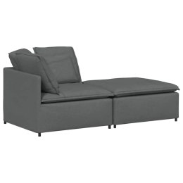 VidaXL Sofa modułowa z podnóżkiem i poduszkami Tkanina Ciemnoszara