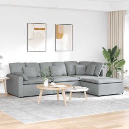 VidaXL Sofa modułowa z podnóżkiem i poduszkami Tkanina jasnoszara