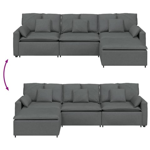 VidaXL Sofa modułowa z podnóżkiem i poduszkami ciemnoszara