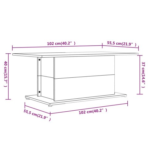 VidaXL Stolik kawowy, biały, 102x55,5x40 cm, materiał drewnopochodny