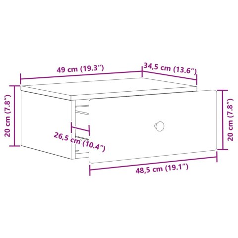 VidaXL Wisząca Szafka Nocna z szufladą Biały 49 x 34,5 x 20 cm