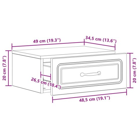 VidaXL Wisząca Szafka Nocna z szufladą Biały 49 x 34,5 x 20 cm