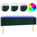 VidaXL Zagłówek do łóżka z LED, ciemnozielony, 183x16x78/88cm, aksamit
