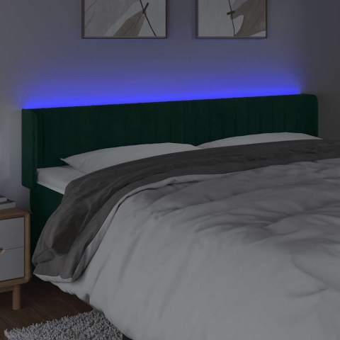 VidaXL Zagłówek do łóżka z LED, ciemnozielony, 183x16x78/88cm, aksamit