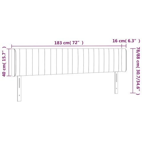 VidaXL Zagłówek do łóżka z LED, ciemnozielony, 183x16x78/88cm, aksamit