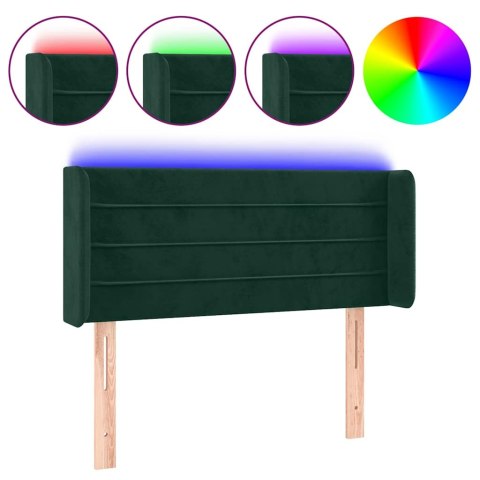VidaXL Zagłówek do łóżka z LED, ciemnozielony, 93x16x78/88 cm, aksamit