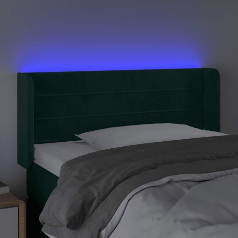 VidaXL Zagłówek do łóżka z LED, ciemnozielony, 93x16x78/88 cm, aksamit