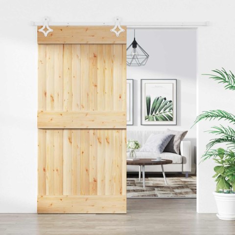 VidaXL Drzwi przesuwne Naturalne i białe 100 x 210 cm