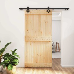 VidaXL Drzwi przesuwne Naturalny i czarny 100 x 210 cm