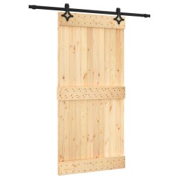 VidaXL Drzwi przesuwne Naturalny i czarny 100 x 210 cm