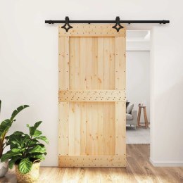 VidaXL Drzwi przesuwne Naturalny i czarny 100 x 210 cm