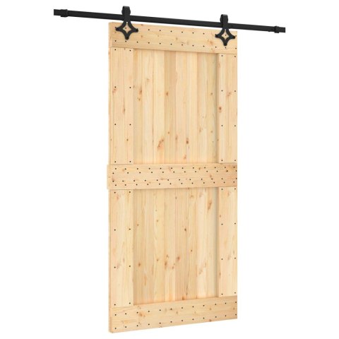 VidaXL Drzwi przesuwne Naturalny i czarny 100 x 210 cm
