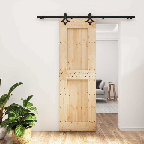 VidaXL Drzwi przesuwne Naturalny i czarny 70 x 210 cm