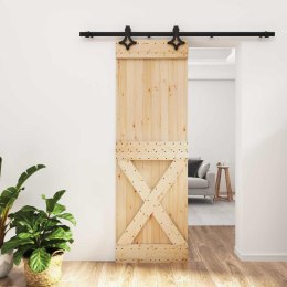 VidaXL Drzwi przesuwne Naturalny i czarny 70 x 210 cm