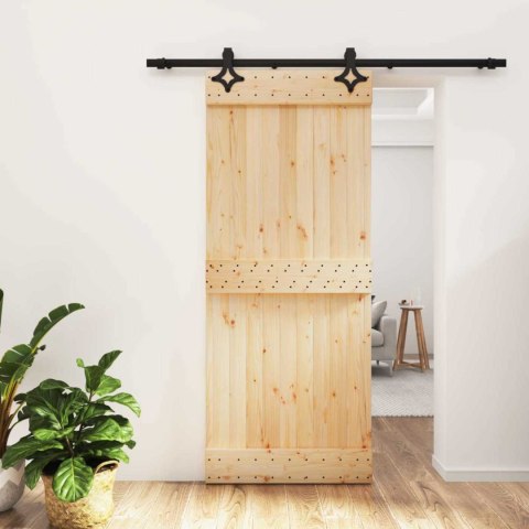 VidaXL Drzwi przesuwne Naturalny i czarny 85 x 210 cm