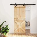 VidaXL Drzwi przesuwne Naturalny i czarny 85 x 210 cm