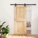 VidaXL Drzwi przesuwne Naturalny i czarny 90 x 210 cm