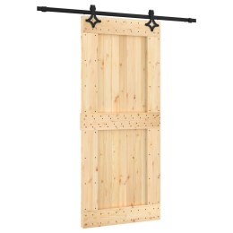 VidaXL Drzwi przesuwne Naturalny i czarny 90 x 210 cm
