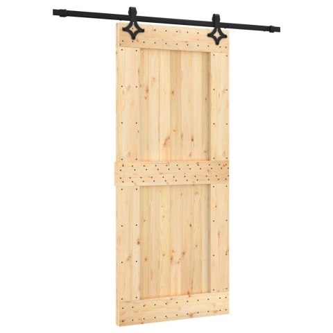 VidaXL Drzwi przesuwne Naturalny i czarny 90 x 210 cm
