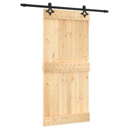 VidaXL Drzwi przesuwne Naturalny i czarny 95 x 210 cm