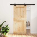 VidaXL Drzwi przesuwne Naturalny i czarny 95 x 210 cm