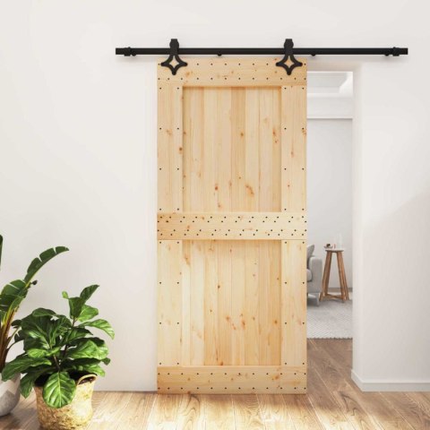 VidaXL Drzwi przesuwne Naturalny i czarny 95 x 210 cm