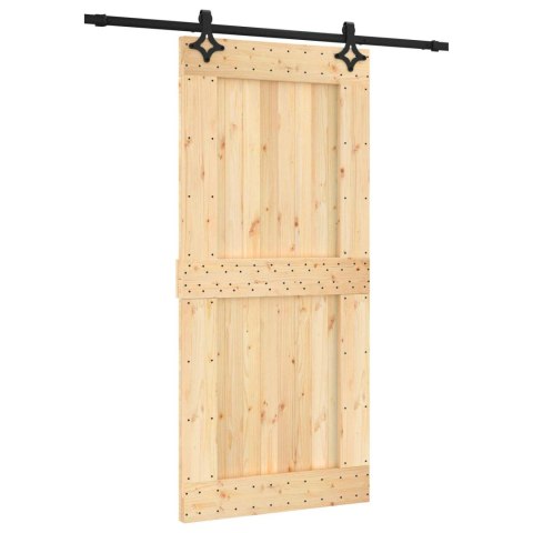 VidaXL Drzwi przesuwne Naturalny i czarny 95 x 210 cm