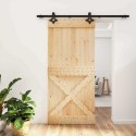 VidaXL Drzwi przesuwne Naturalny i czarny 95 x 210 cm