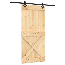 VidaXL Drzwi przesuwne Naturalny i czarny 95 x 210 cm