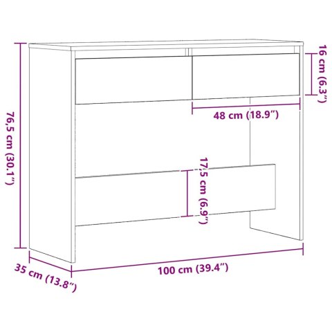 VidaXL Konsola Czarny Dąb 100 x 35 x 76,5 cm Materiał drewnopochodny