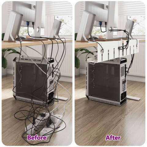 VidaXL Miska do zarządzania kablami pod biurkiem 2 pcs Biały
