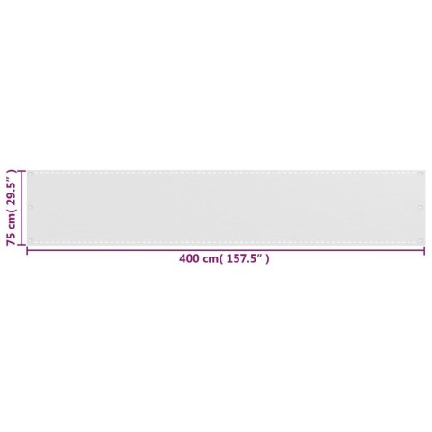 VidaXL Parawan balkonowy HDPE 75x400 cm Biały