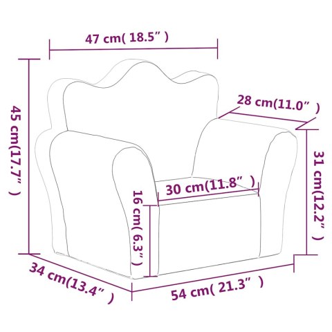 VidaXL Sofa dziecięca, kremowa, miękki plusz