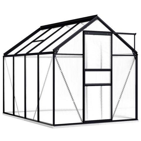 VidaXL Szklarnia z ramą podstawy, antracytowa, aluminiowa, 4,75 m²