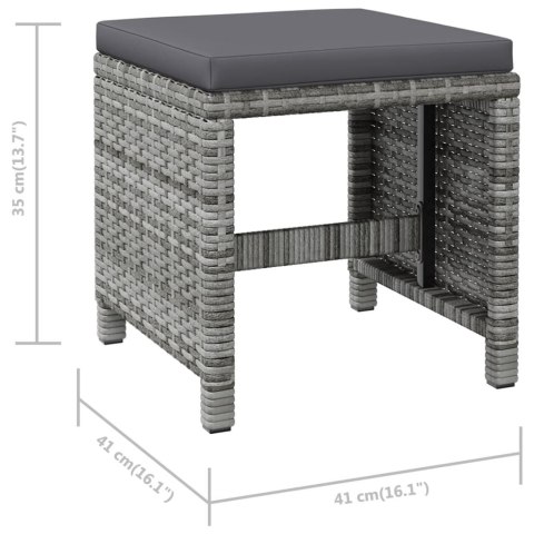 VidaXL 4-cz. zestaw krzeseł i stołków ogrodowych, rattan PE, szary