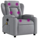VidaXL Fotel masujący z funkcją rozkładania, jasnoszary, materiał